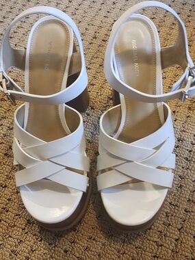 Michael Kors White Crisscross Platform Sandals
